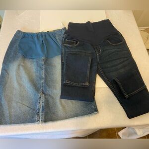 Maternity-Jeans/Panel- Skinny Size 12 Jean And Skirt/Panel Sz L